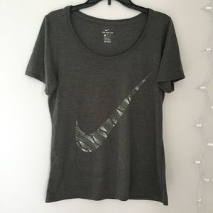 Nike Grey Tee Size Medium Swoosh Athletic Cut